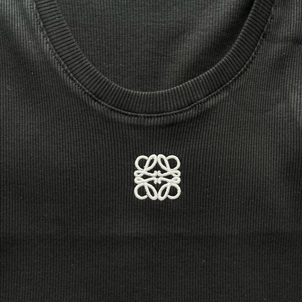 Loewe Black Ribbed Tank with White Anagram Embroidery - Picture 3 of 4